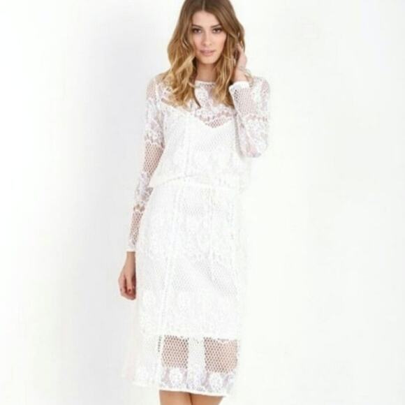 NWT Free People White Luna Lace Sheer Large Dress - Picture 7 of 10